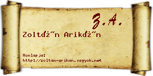Zoltán Arikán névjegykártya